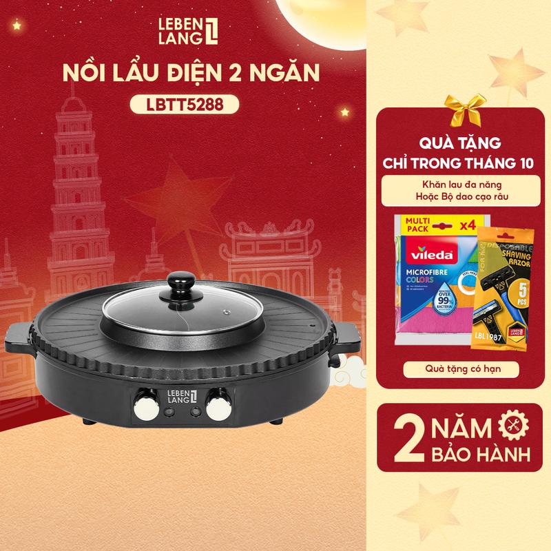 [Best Seller] Nồi Lẩu Điện 2 Ngăn Lebenlang LBTT5288, Công Suất 1800W, Bảo Hành 2 Năm - Hàng Chính Hãng
