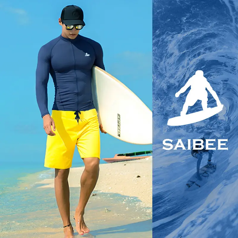 SAILBEE Mens UV Protect Surfing Rash Guard Long Sleeve Swimsuit Rashguard Surf Shirt Top M020