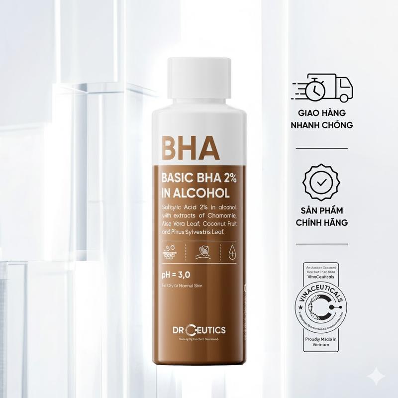  DrCeutics Dung Dịch Loại Bỏ Tế Bào Chết Basic BHA 2% In Alcohol 200ml Toner Chăm Sóc Da Làm Đẹp Dưỡng Mặt với Salicylic Acid & Chiết Xuất Cúc La Mã 