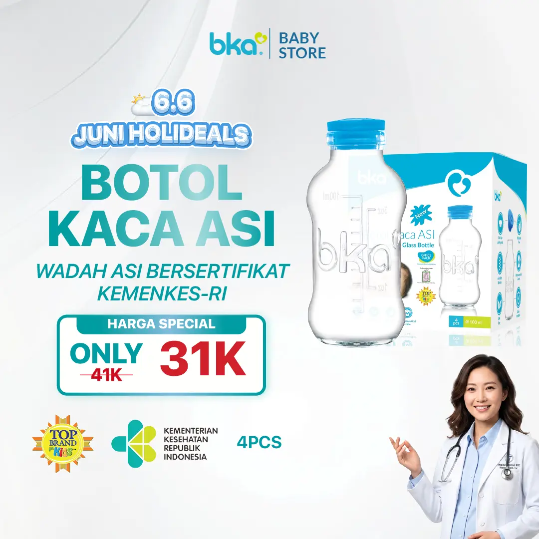 [ORIGINAL] BKA Botol Kaca ASI isi 4 Pcs | Wadah ASI Bersertifikat KEMENKES | Botol Kaca Penyimpan ASI | Food Grade | Ibu Hamil & Ibu Menyusui