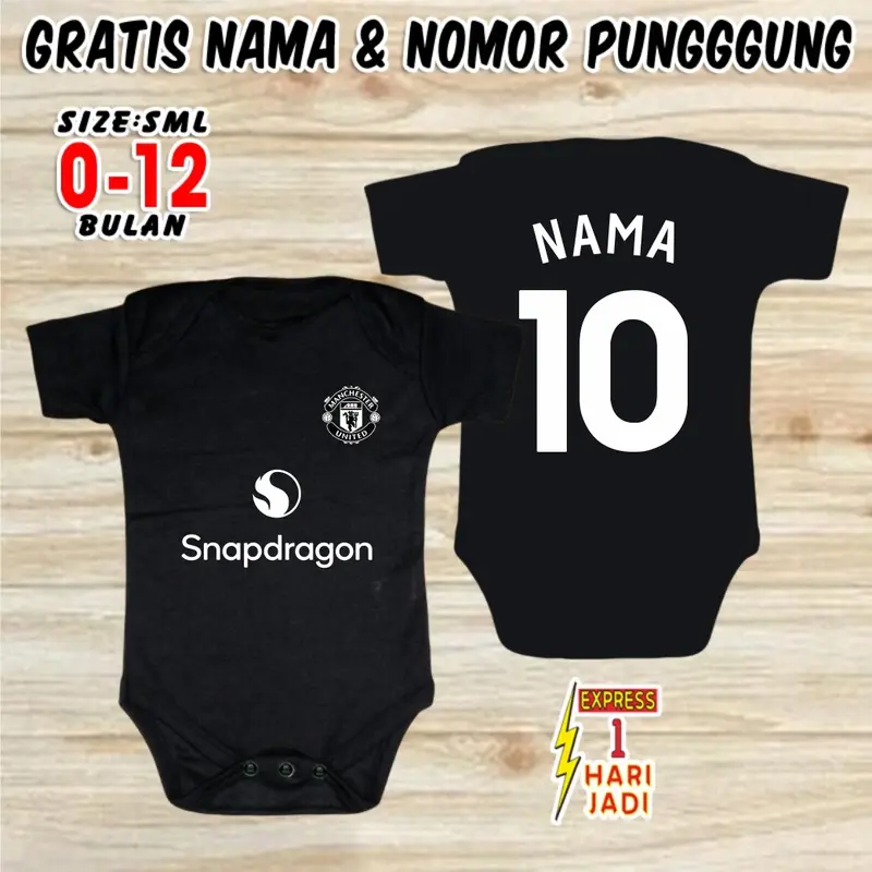 Baju Bola Bayi KLUB CUSTOM NAMA & NOPUNG Jumper Baby Romper Newborn Jersey Nameset Sepak Bola Kaos Bahan Katun Set Pakaian Anak Balita Laki Laki Perempuan Hampers Lucu Kado Bayi Baru Lahir Cowok Cewek Kostum Photoshoot Foto Bayi 0 6 12 Bulan 3