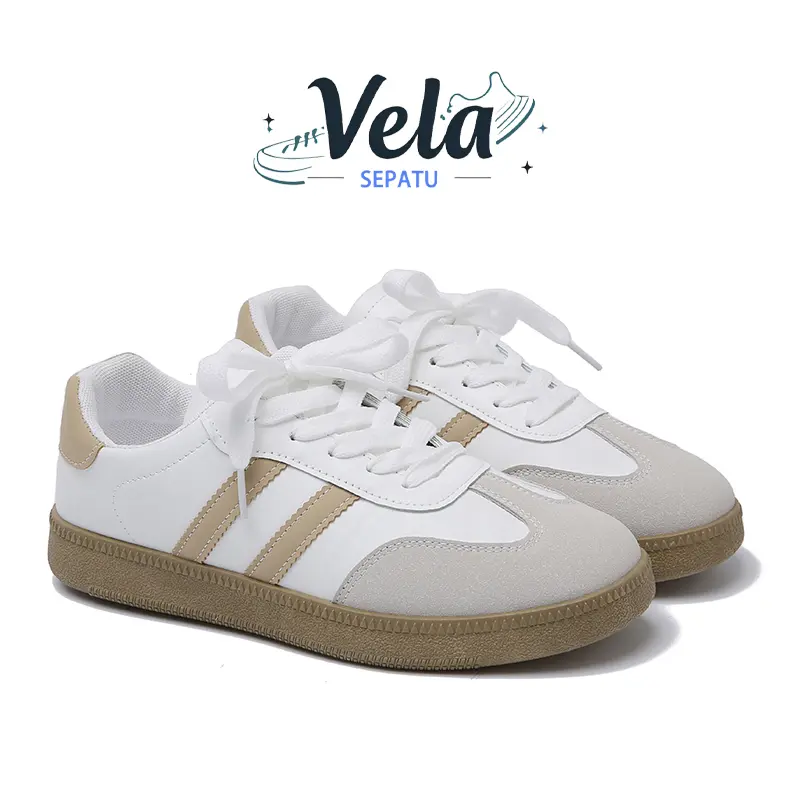 vela Sam-ba Sepatu Sneakers Wanita Sepatu Kerja Wanita Fashion bahan berkualitas tinggi warna hitam Cream-Request penulisan Casual Shoes Kasual Olahraga Cewek 7