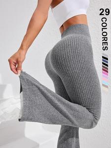 Leggings deportivos sólidos de cintura alta para mujer, pantalones ajustados transpirables cómodos e informales para yoga, gimnasio, entrenamiento, correr, ropa deportiva para mujer para todas las estaciones