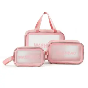 (CP) Tas Kosmetik Washbag Toiletry- Pouch Make-Up Travel Transparan Waterproof Tas Sabun Peralatan Mandi Travel Hitam Kulit