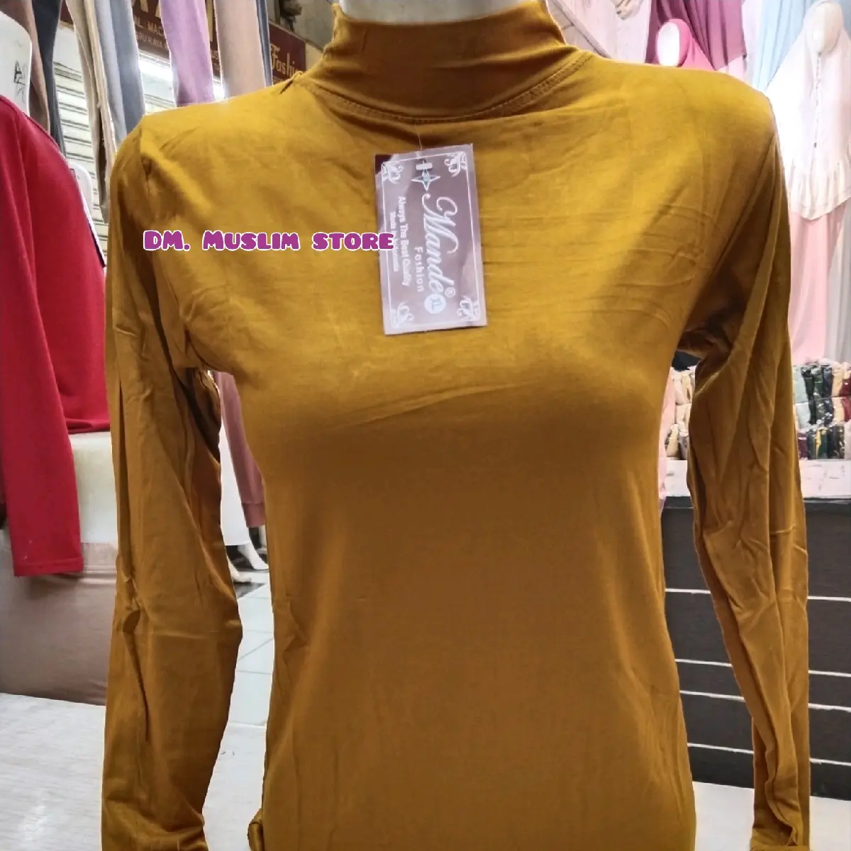 Manset Turtleneck, Manset Kaos Rayon Premium, Manset  Tangan Panjang Wanita, Baju Dalaman Polos Hitam Melar