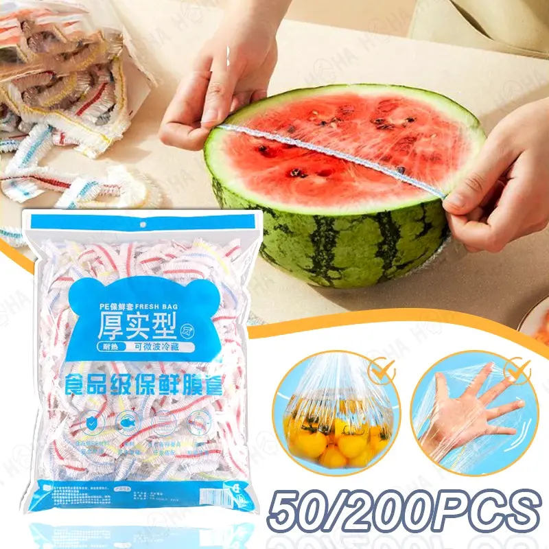 100pc Food Grade 100pcs Disposable Free Size Food Plastic Wrap Food Cover Food Wrap Stretch Bowl Lids Kitchen Fresh