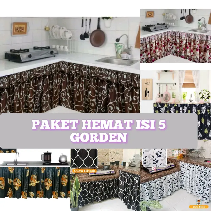 HEMAT 5 PCS KOLONG DAPUR PAKET HEMAT GORDEN KOLONG DAPUR UK 70X100 MURAH Katun Korden Curtain Elegant Dekorasi 0