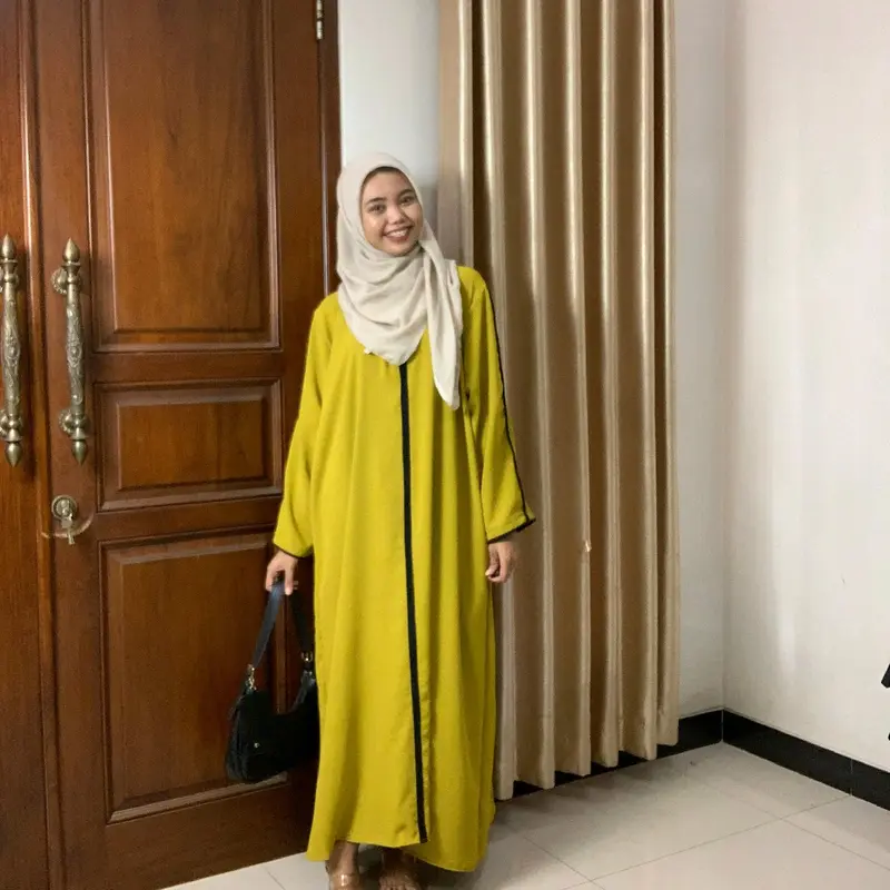 Abaya Aisyah Crinkle airflow premium wanita kekinian formal Muslim Basic Gamis 3