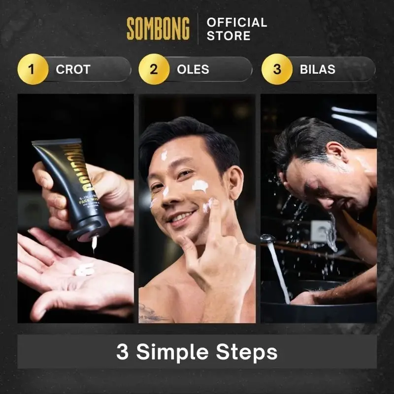 READY STOCK SOMBONG 5-in-1 Face Wash with Coffee & Ginseng Sabun Pembersih Wajah Pria 100 ml 4