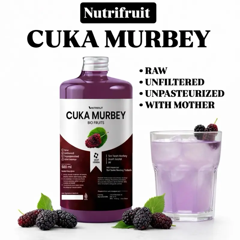 Cuka Murbey 500 ML Mother untuk Kesehatan Alami dan Pembersihan dengan Probiotik dan Enzim Kaya Magnesium