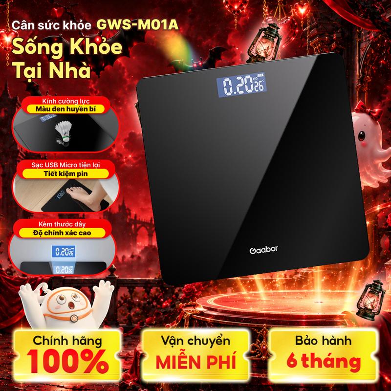 Hot Deal | Cân sức khỏe điện tử Gaabor GWS-M01A bộ phận thiết bị thương mại màn hình LED sạc USB type-C hiển thị nhiệt độ phòng cán cân nhân phẩm cân sạc pin cân tích điện