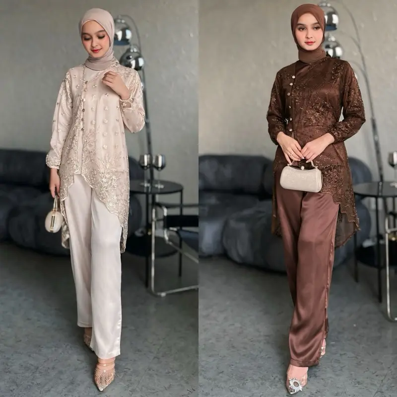 hijablabel | Nadeen OneSet ( Atasan + Celana/Rok + Outer Lace Premium )