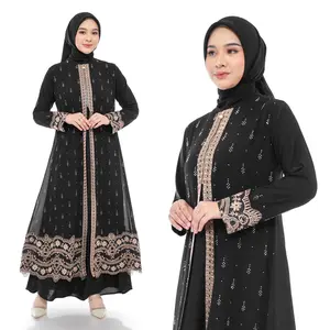 Comera - Abaya Dilara Gamis Turkey Hitam Jersey Ceruti Bordir Payet Mewah Dress Lebaran Pesta 310