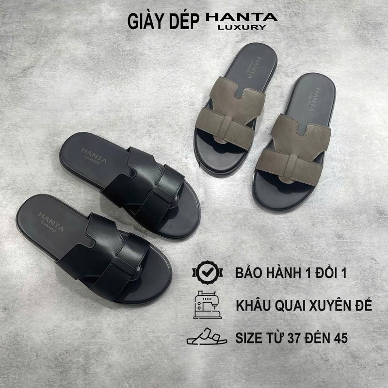 Khâu Xuyên Đế Dép Lê Nam HANTA Quai Ngang Da Kiểu Dáng Chiến Binh Thời Trang size 37-45 | Đế Cao Su Cao Cấp Chống Trơn | Dép Thời Trang 2025 Nhung Đồng Quai Hậu Sandal DéP Đế Bằng