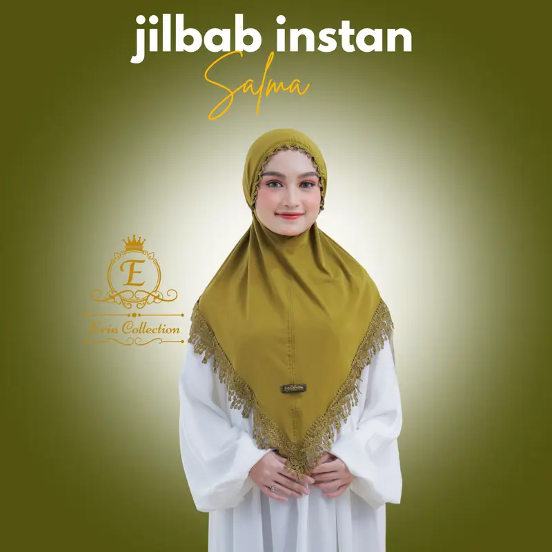 erin collection jilbab instan renda salma hijab jersey premium mewah Bergo Wanita 0