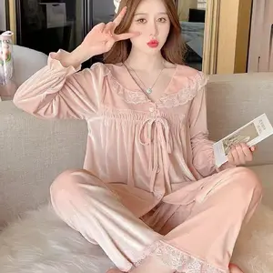 Markas Fashion99 Piyama Bludru PREMIUM Setelan Wanita Celana Panjang Lembut Tebal Baju Tidur Polos Dewasa