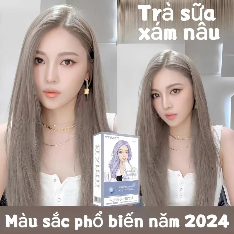 Thuốc nhuộm tóc thực vật 2024 mùi tươi mới không gây kích ứng da đầu quà tặng miễn phí: dụng cụ nhuộm tóc + mặt nạ dưỡng tóc