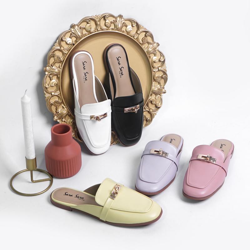 SARASARA LIVE - SELINE Sepatu Sandal Flat Wanita Sendal Slop Cewek 1