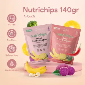 RICU'S SECRET Nutrichips 140gr - Snack Cemilan Keripik Buah & Sayuran Rasa Original Pedas Tanpa MSG Gluten Free Tinggi Nutrisi Protein Vegan Keto Friendly