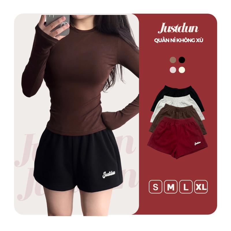 Không xù vải Quần short nữ đùi nỉ ép không xù Justdun H46