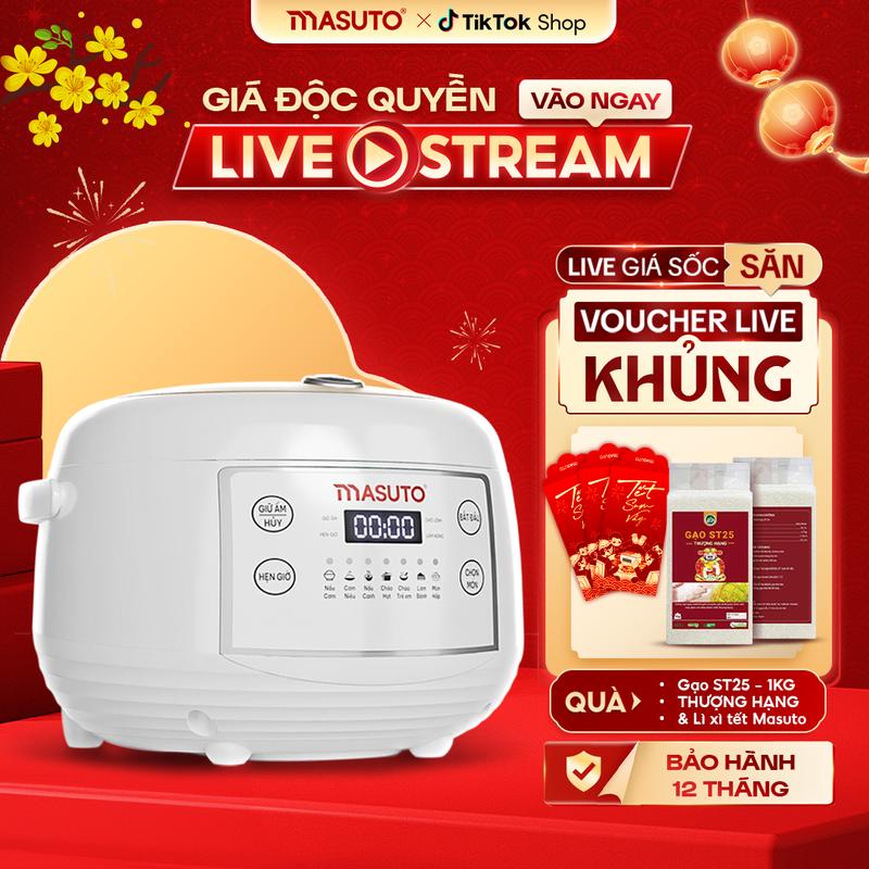 Nồi Cơm Điện Tử "Biết Nói" - Masuto MSCookerAI Công Nghệ Nấu Sâu Ninh Nhừ – BESTSELLER – Lòng Nồi Men Sứ Ceramic – BH 12 Tháng