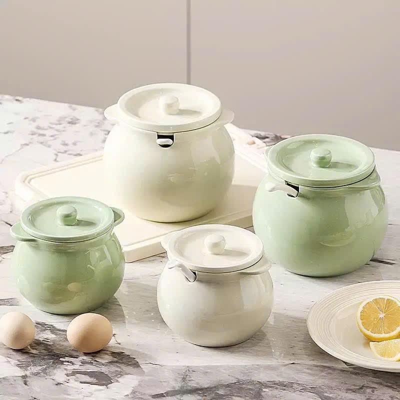  Hũ gốm sứ đựng mỡ 1400ml và 700ml có tặng kèm lọc inox 304 ,+ thìa sứ  chống han gỉ vô cùng tiện lợi,sạch sẽ 