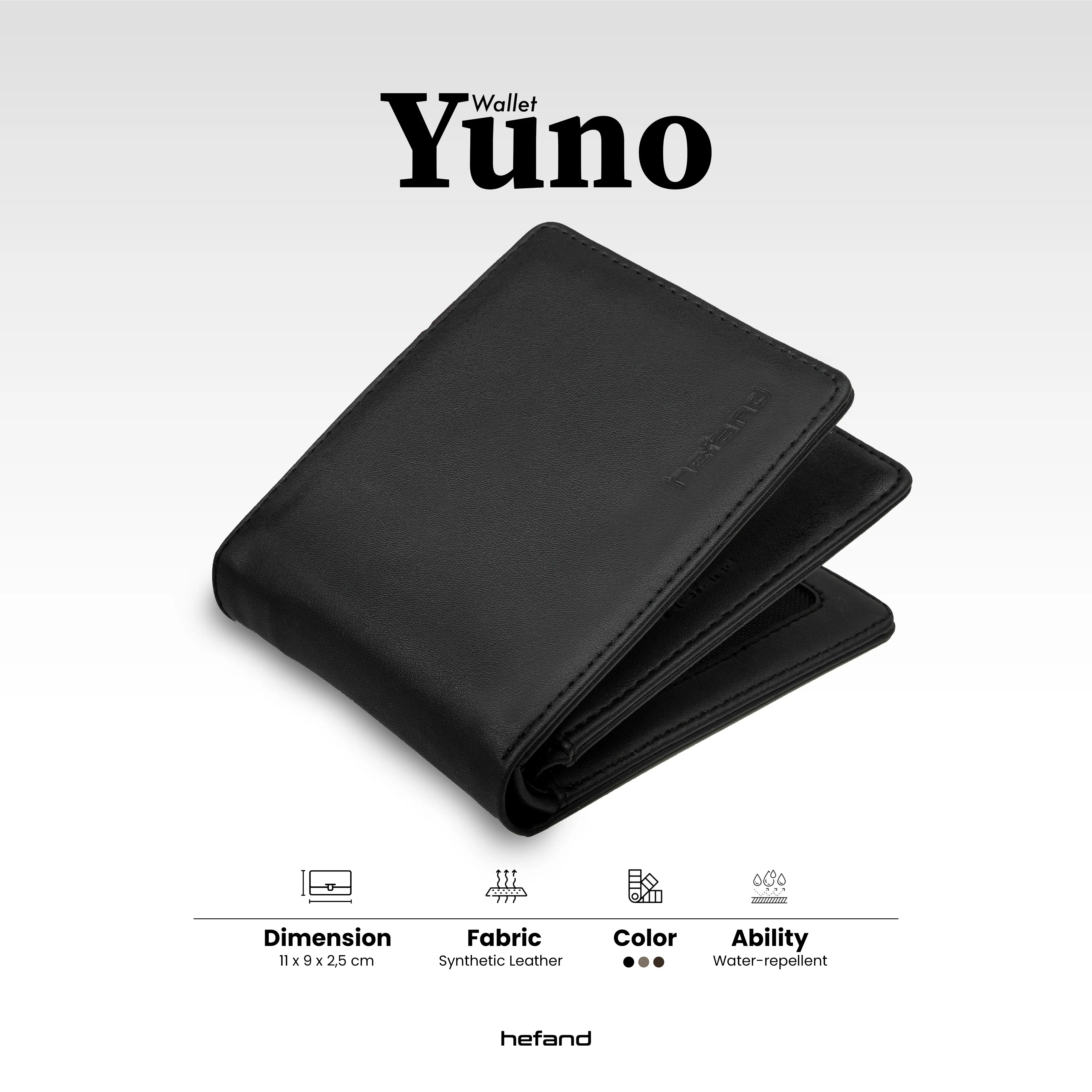 Hefand - Dompet Pria Yuno Hitam Coklat Dompet Hitam Coklat Kulit Pu Wallet Pendek Lipat Premium Kartu