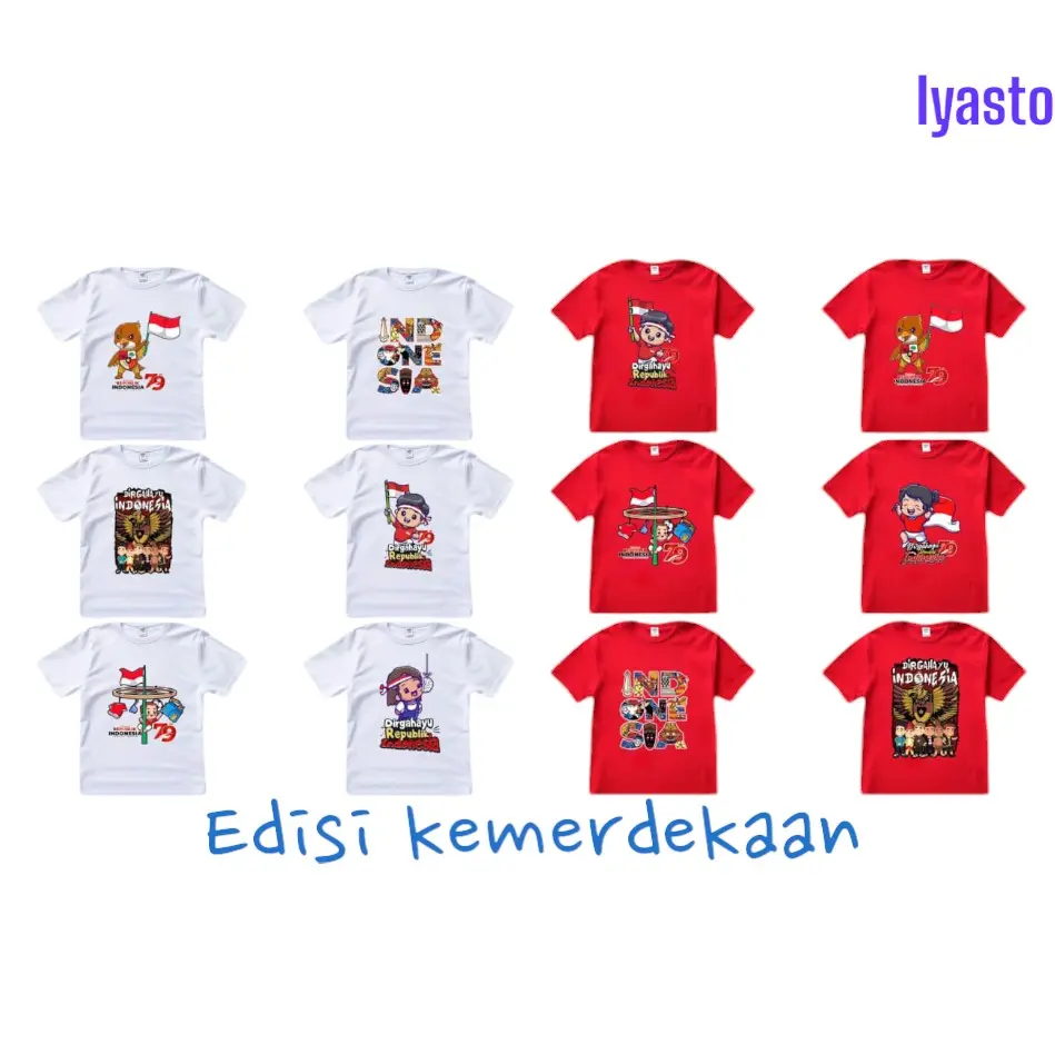 Kaos anak kemerdekaan RI kaos 17san usia 1-13tahun bahan combed 30s