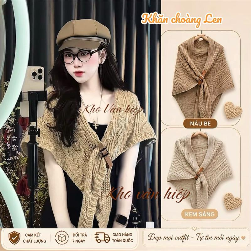 Khăn Choàng Len tam giác 2in1 chất liệu len thừng cashmere phong cách Hàn Quốc…