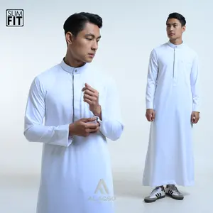 Al Aqso | TENCEL Jubah Slimfit Thobe Gamis Pria Muslim Premium Dewasa Lengan Panjang | Jubah Zayn