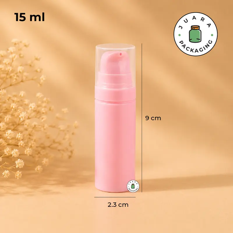 Botol Pump Airless Mini 5ml 10ml 15ml – Wadah Skincare Lotion Serum Kosmetik Kecil Import Tebal Plastik Warna Pink Putih Biru Hitam Botol Isi Ulang Elegan Anti Bocor Premium