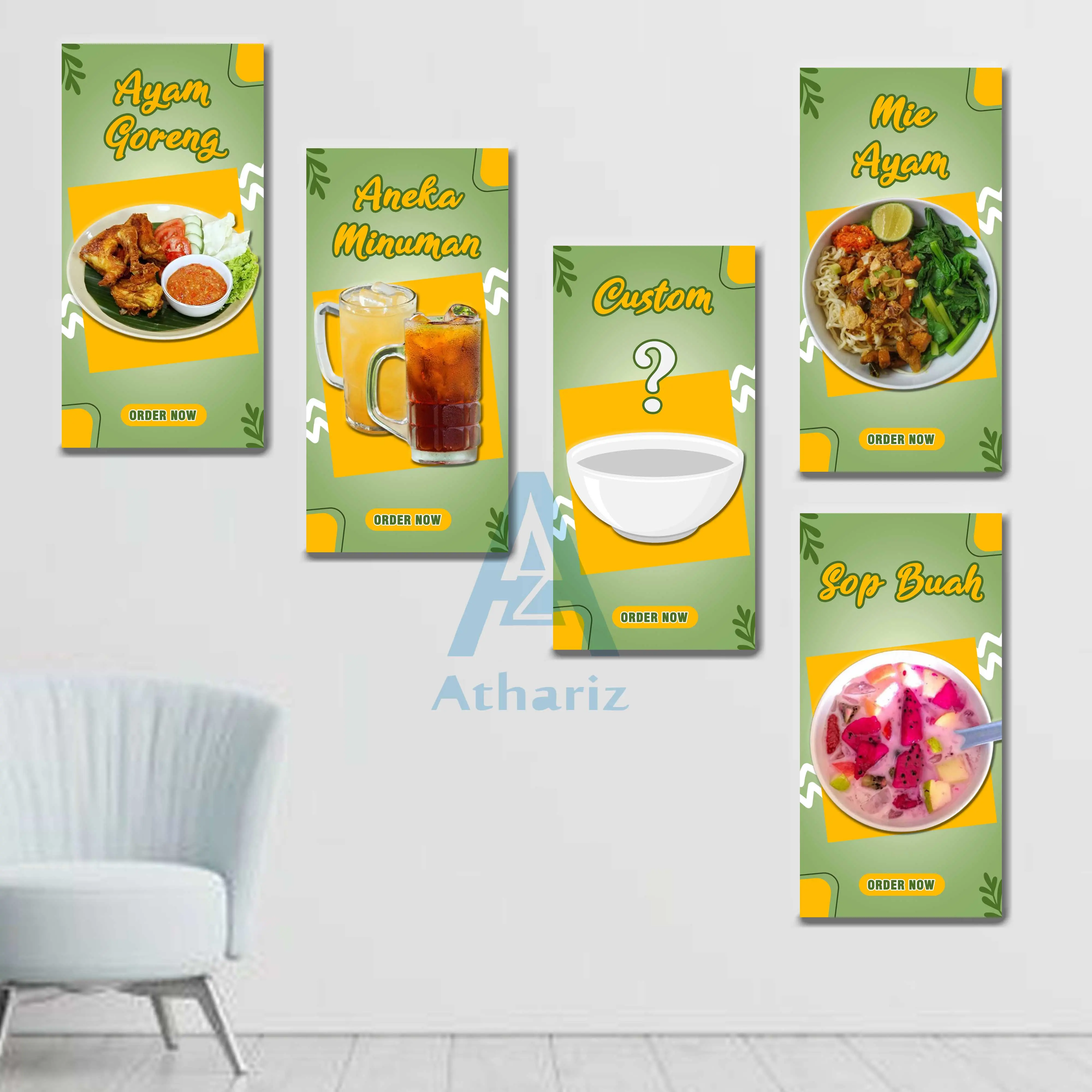 HIASAN DINDING WALDECOR MAKAN GREEN MENU UKURAN 15 X 30 CM BISA CUSTOM
