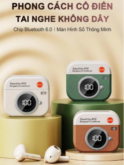 X12 Tai Nghe Retro , Âm thanh nổi HiFi, Chống nước iPX5, Micro tích hợp, Thiết kế máy ảnh retro, Điều khiển cảm ứng, Tai nghe giảm tiếng ồn cho iOS và Android