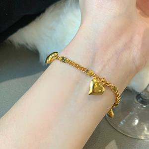 Gelang Jantung, SUNQ, Bersalut Emas, Gelang Wanita, Gaya Minimalis dan Bergaya, Barang Kemas Harian Rantai Bangles  women aksesoris Jewelry Bracelets