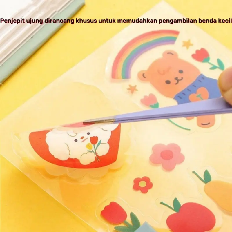 Pinset sticker macaron Penjepit scrapbook Pinset bulu mata Tweezers jurnal Pinset lengkung gundam bengkok multifungsi 5