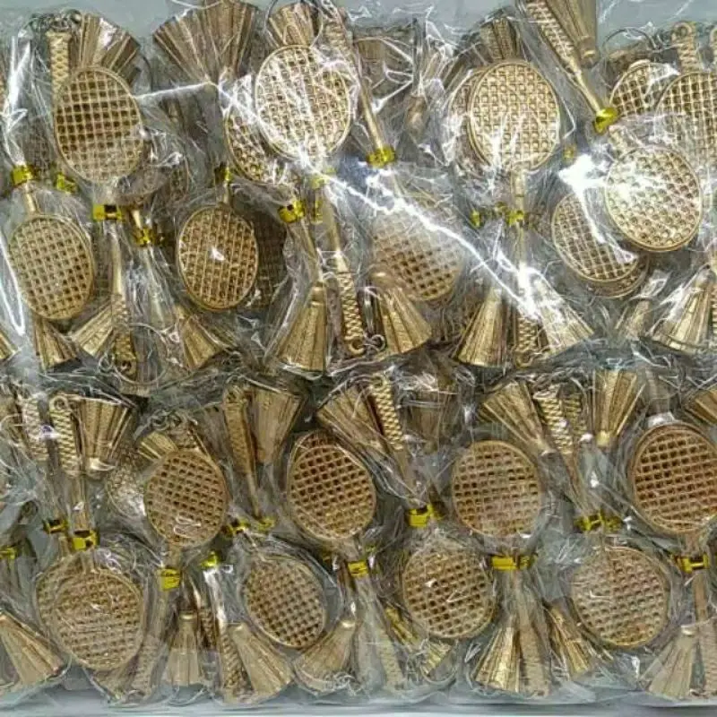 SOUVENIR GANTUNGAN KUNCI BADMINTON EMAS