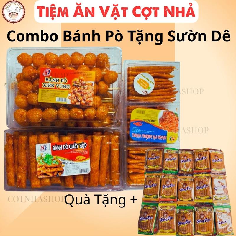   Tặng 1 Bịch 60 Gói  - Sườn Dê Hằng Đại Cho Combo Bánh Pò Gồm - 1 Hộp Bò Xiên Vừng 1 Hộp Bò Quẩy 1 Hộp Bò 3 Ngăn đồ ăn vặt 