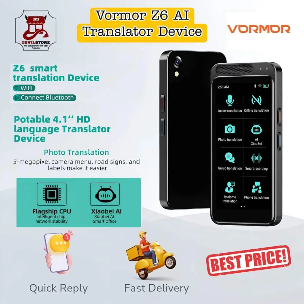 Vormor Z6 Ai Smart Translator WIFI Instant Voice Translation Device Portable Kamus Digital Offline dan Online