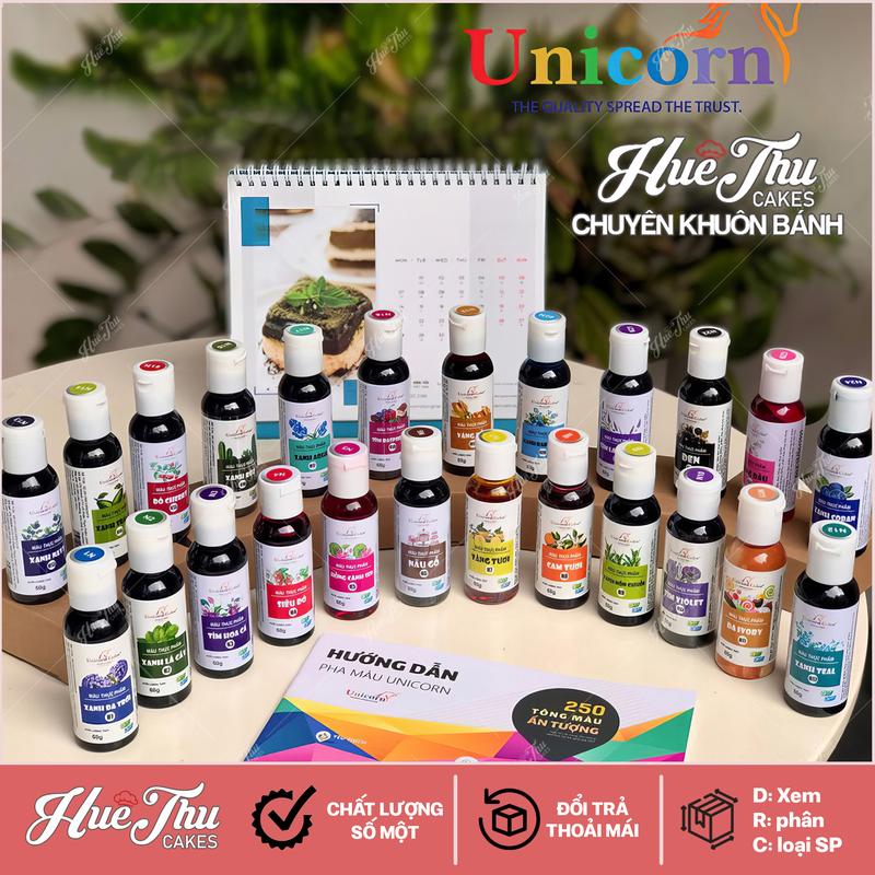 Màu thực phẩm Unicorn làm bánh rau câu bánh kem 60g 24 màu - Hàng chính hãng