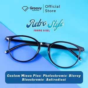 (Beli 1 Minus Dapat Ganci Obeng) Kacamata Wanita Gisel Photocromic Blueray Bluecromic Minus Antiradiasi Unisex Plastik Eyewear Frame Glasses