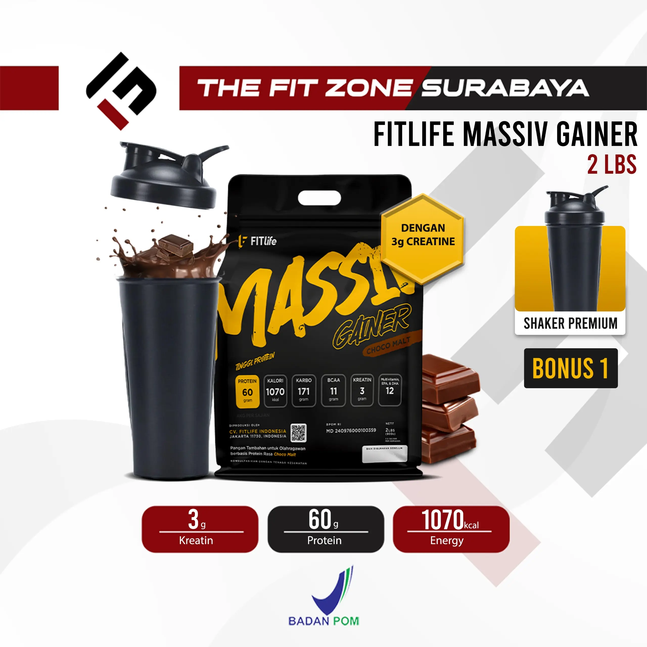Fitlife Massiv GNR 2 Lbs BPOM Halal Protein