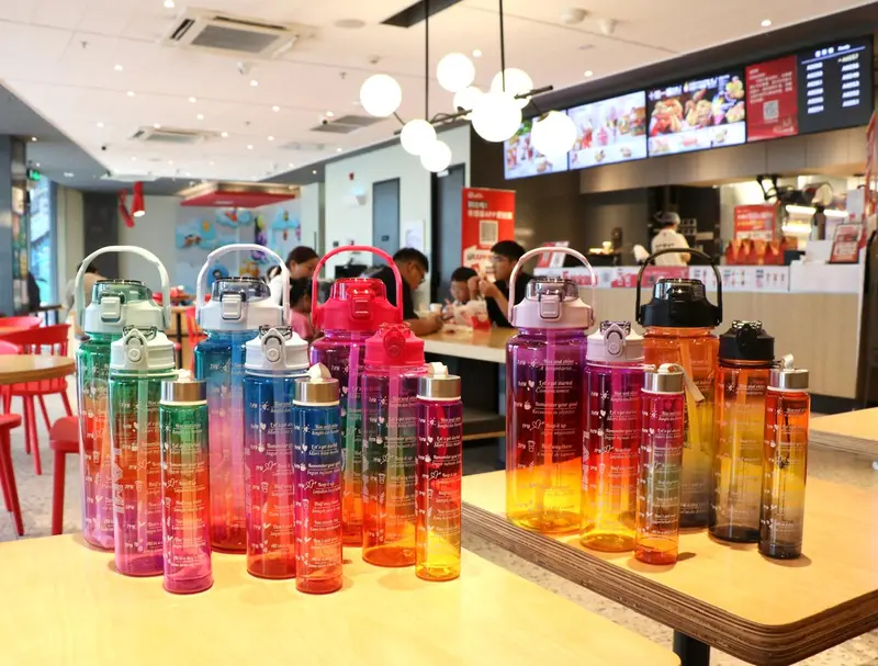 FoodGrade Botol Beranak 2 Liter + 1000ml + 500ml Botol Minum Viral 1 set BPA FREE Plastik Putih Sedotan Bottles Kitchenware 0