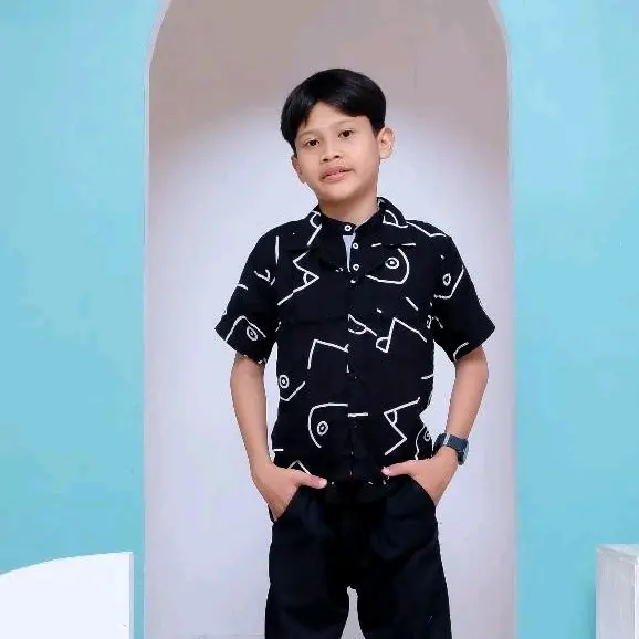 kemeja motif anak tanggung / kemeja rayon anak laki-laki / baju motif / kemeja pantai / kemeja motif viral Fashion 2