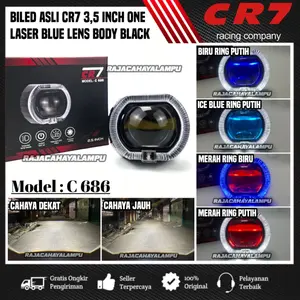 Lampu Biled Projector Asli 3'5 Inch CR7 C686 Blue Lens Plus Kipas Pendingin Bahan Alumunium Body Black