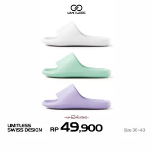 LIMITLESS Sandal Selop Wanita Polos Slip On EVA Ringan Empuk Anti Slip Korean Style Black Pink Shoes Size 36-40