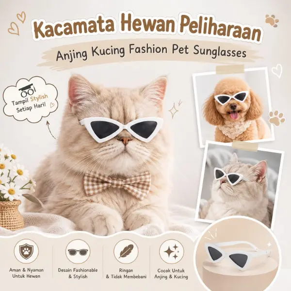 LESHEN Kacamata Hewan Lucu Fashion Pet Sunglasses Anjing Kucing Anti Silau