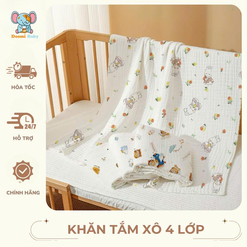   Deal Sốc  Khăn Tắm Cho Bé Xô 4 Lớp 70*90 Mềm Mịn Thấm Hút Tốt Doomi Baby - HT618 