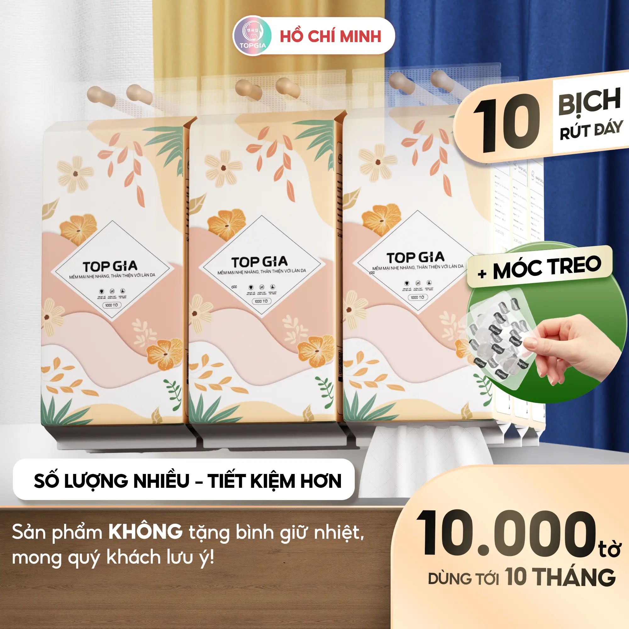 [DEAL COMBO 10 BỊCH] Thùng 10 Bịch Khăn Giấy Rút Đáy Top Gia Tiểu Hạ, Khăn Giấy 4 Lớp Mềm Mịn, Thành Phần Bột Gỗ Tự Nhiên Thân Thiện An Toàn, Khăn Giấy Vệ Sinh