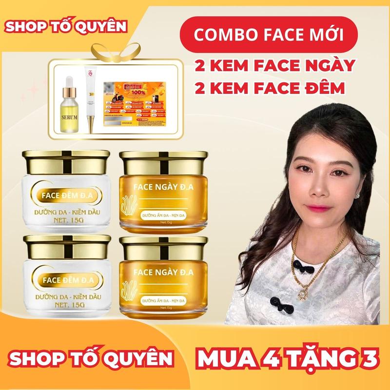 [Tặng phiếu + 1 Serum + 1 Chống nắng] Combo 2 Kem Face ngày 15g và 2 Kem Face đêm 15g