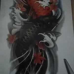 Tato Temporer Seri HB-508 IKAN KOI KEBERUNTUNGAN TATO PREMIUM Anti Air Tato Temporary Tahan 2-7 HARI TATO STIKER INSTAN size 21x15cm